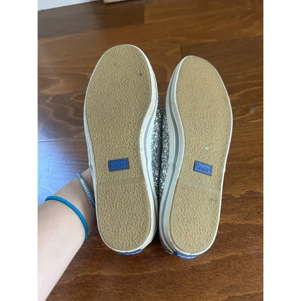 Keds x Kate Spade Sneakers‎ Women's Size 5 Glitter Bride Wedding Silver